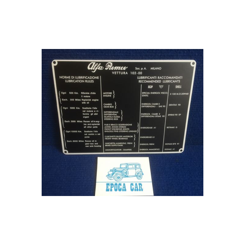 PLATE LUBRIFICATION RECOMMED 102-00 (2000 TOURING)