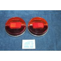 850 SEDAN 1°S   PAIR LENSES FOR REAR LIGHTS (METAL CIRCLES)   BELLU'