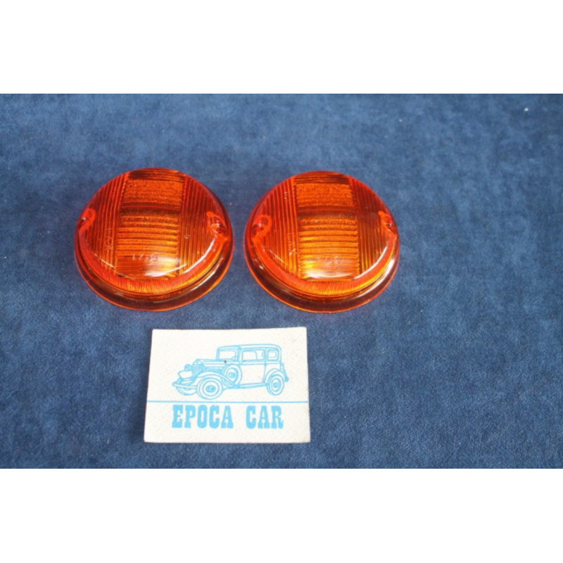 850 COUPE' 1°S  PAIR ORANGE LENSES FOR FRONT LIGHTS   P.V.