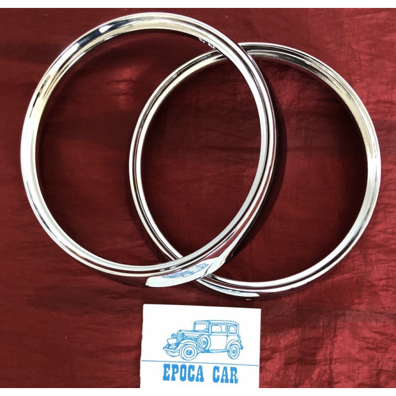 PAIR HEADLAMP INNER RIMS BRASS CHROMED