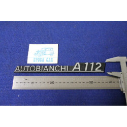 EMBLEM "AUTOBIANCHI A 112"  SILVER WRITING  PLASTIC