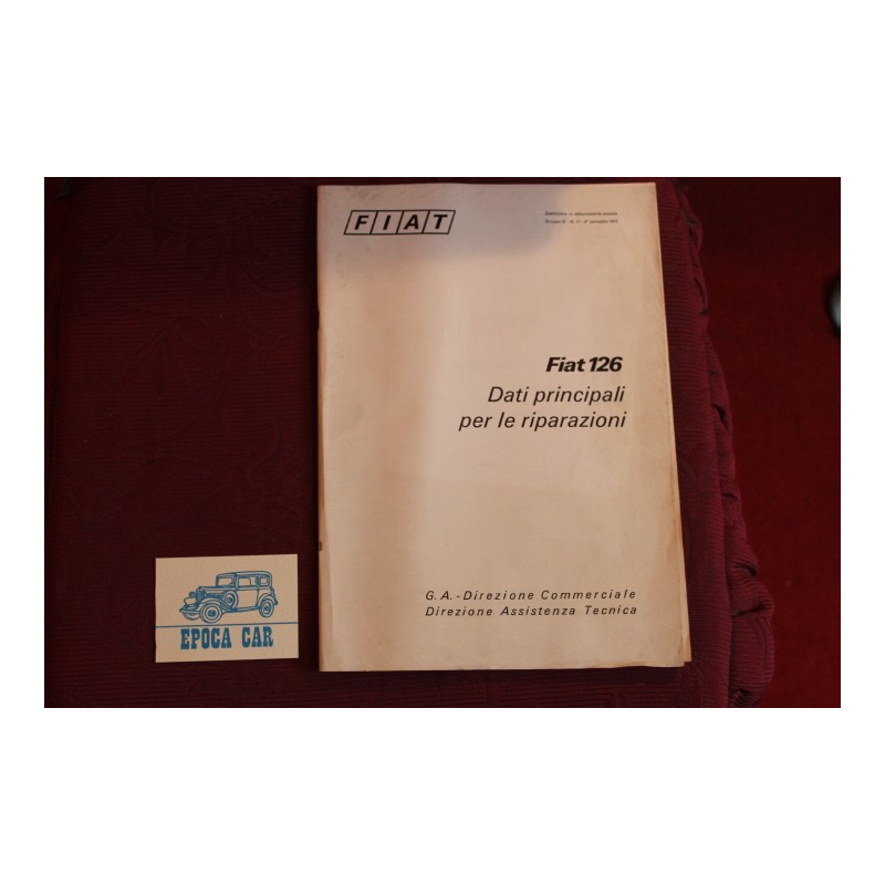 126        DATI PRINCIPALI PER LE RIPARAZIONI (1972)