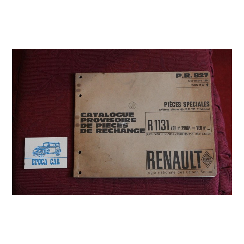 RENAULT FLORIDE E CARAVELLE       CATALOGUE PROVISOIRE DE PIECHES DE RECHANGE (SPARE PARTS CATALOGUE) (1964) MULTILINGUAL