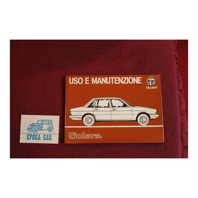 TALBOT SOLARA       USE AND SERVICE BOOK   IN ITALIAN